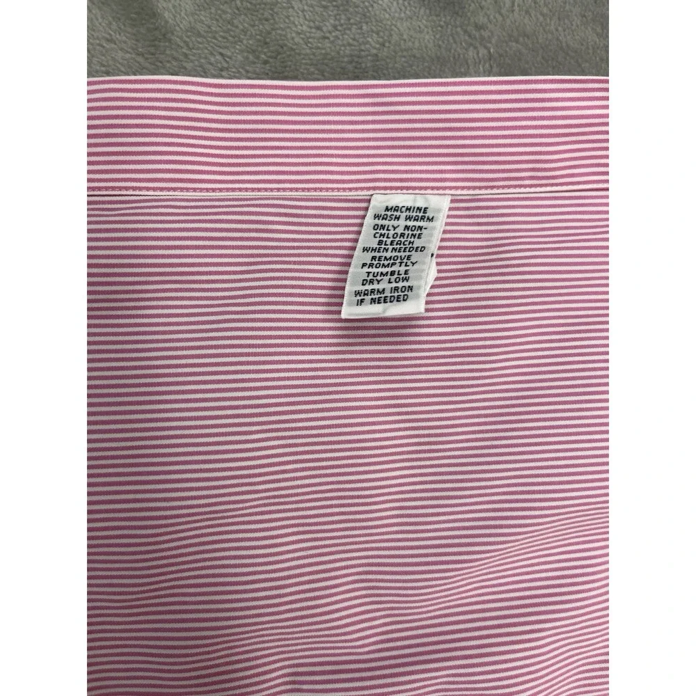 Polo Ralph Lauren Shirt Men 17/43 Pink Striped Back Pleat Button Up Long Sleeve